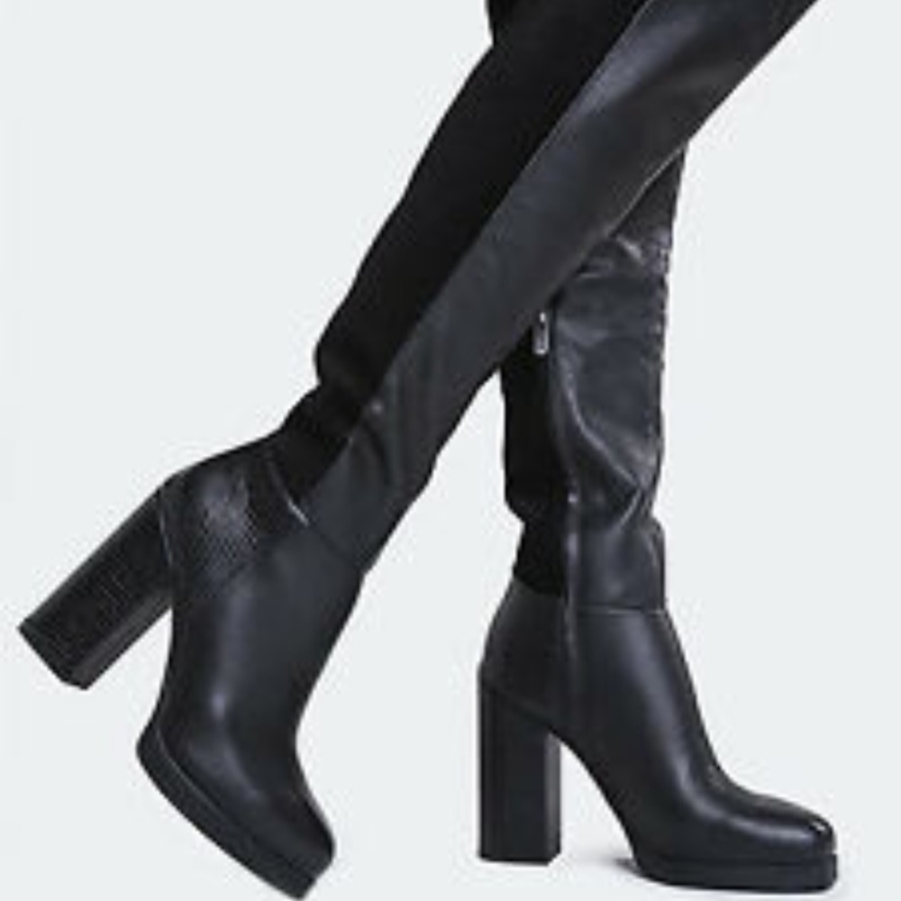 Black womans over the knee boots